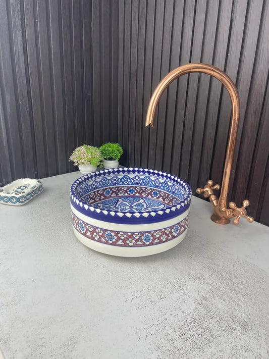 Special Hand-painted Moroccan Ceramic Bowl Basin