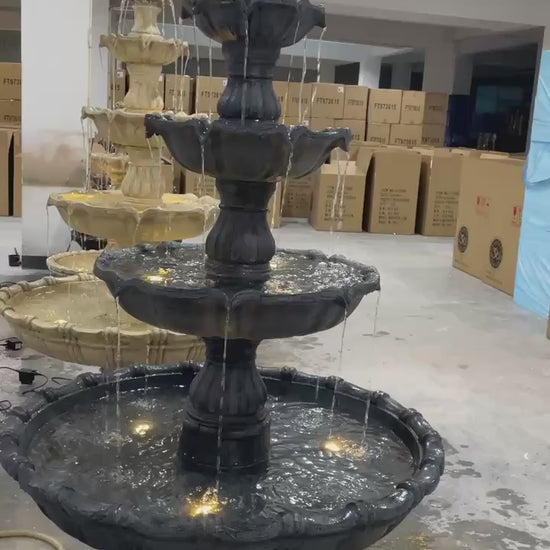 Lisboa Black Stone Effect 5-Tier Electric Powered Tiered Water Fountain