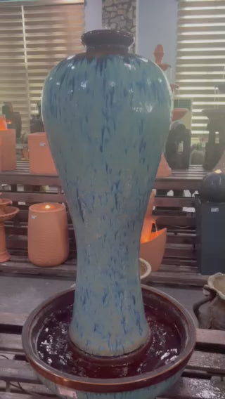 Escala Glazed Ceramic 2 tone Blue Colour Water Feature