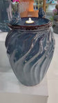 Isleta Glazed Ceramic Urn Shaped Blue Fountain with Birds