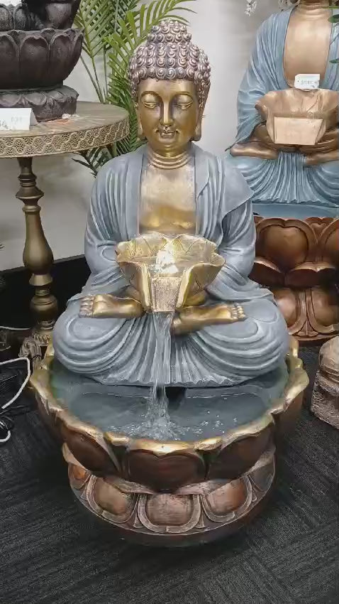 Togetherness Buddha Tabletop  Water Feature 1 Meter Tall Outdoor Fountain Unique Colours