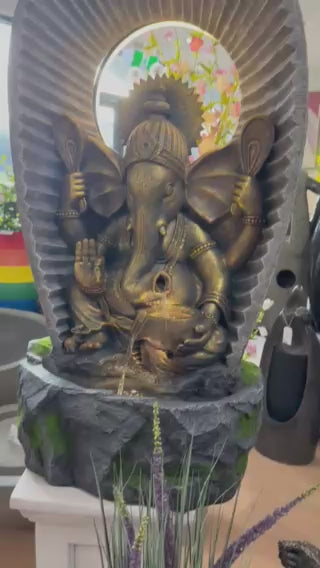 Abundance Ganesh Tall Water Feature 1.3m High Indoor & Outdoor Fountain