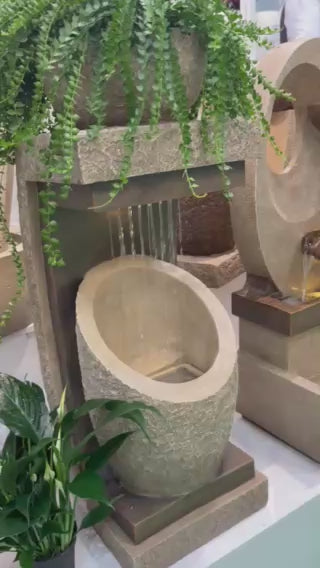 Liguria sandstone colour built-in planter atop