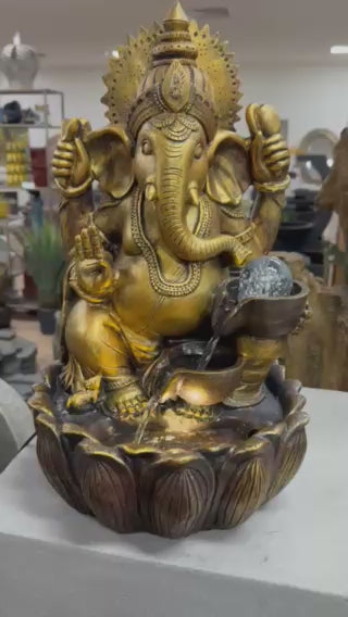 Prosperity Ganesh Tabletop  Water Feature 48cm Crystal Ball