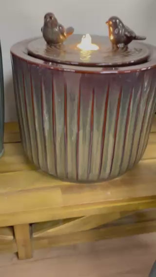 Mojonera Glazed Ceramic Unique Colours Fountain with Birds
