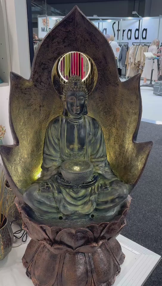 Dharma Masterpiece Buddha Water Feature with Rain Effect Special Lights & Sound