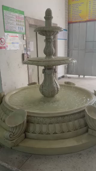 Estuvia 3-Tier Water Fountain Beige Colour Tall Water Feature