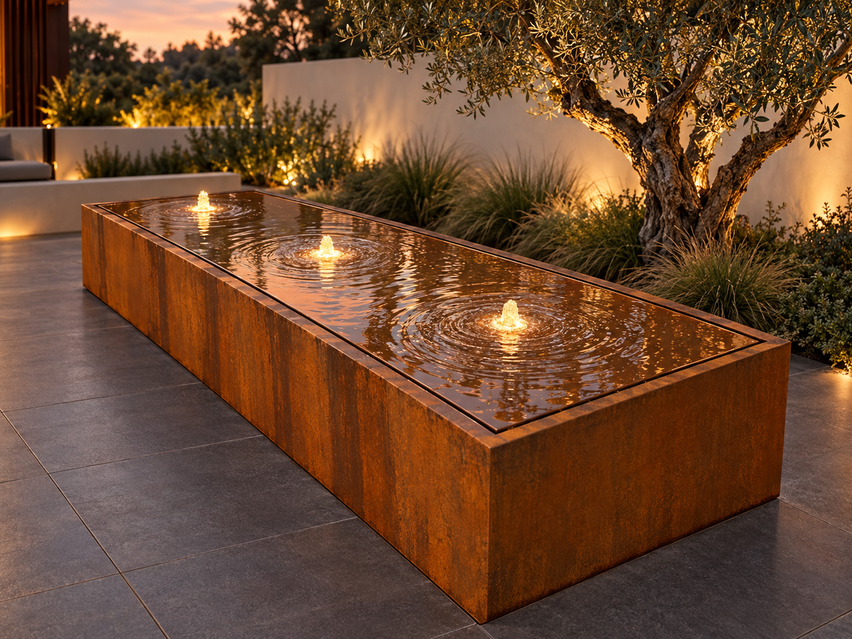 Remanso Corten Steel Water Table Fountain with Warm White Lights ETA 28 Oct Sydney