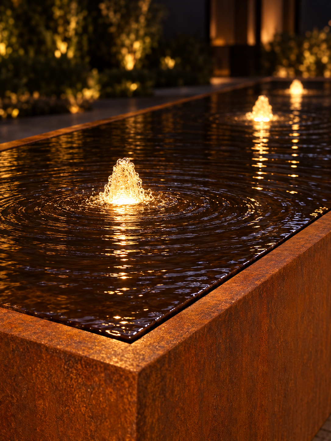 Remanso Corten Steel Water Table Fountain with Warm White Lights ETA 28 Oct Sydney