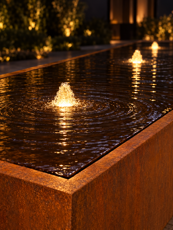 Remanso Corten Steel Water Table Fountain with Warm White Lights ETA 28 Oct Sydney