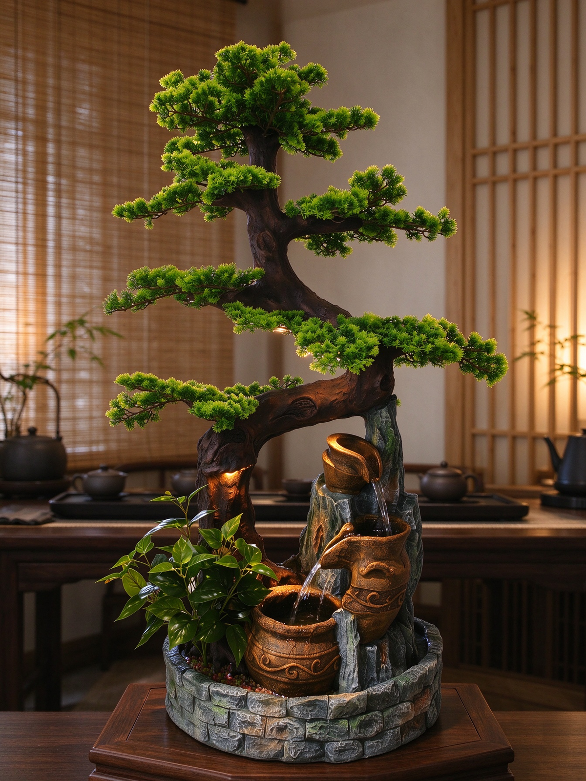 Sabina Bonsai Cascade Fountain in a tea room