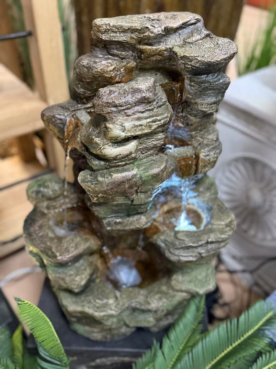 Waitomo Cascading Rock Fountain Lights Pump Sound