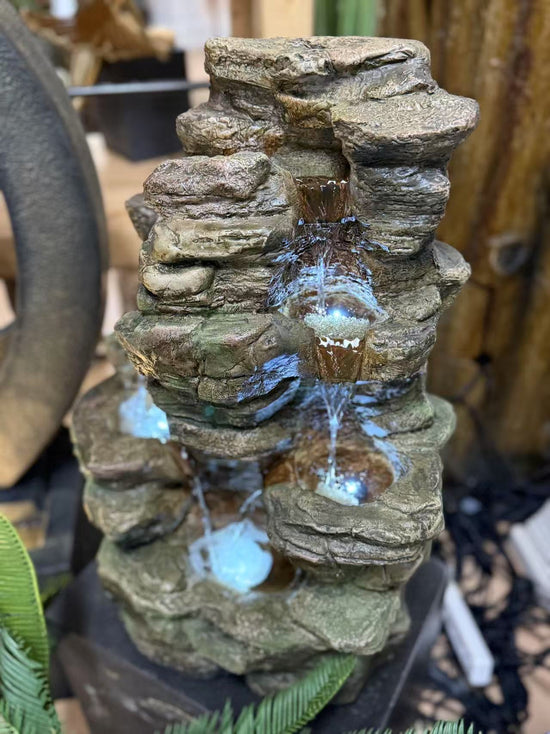 Waitomo Cascading Rock Fountain Lights Pump Sound