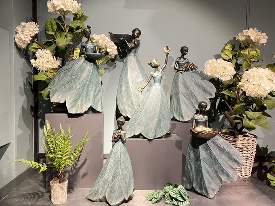 Rosalina Elegant Lady in Bronze with Blue Leaves Dress New Collection