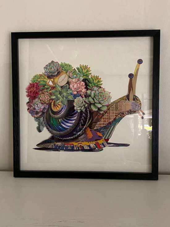 Snail Collage Art with Black PS Frame