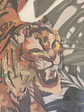 Flower Tiger Collage Art with Black PS Frame
