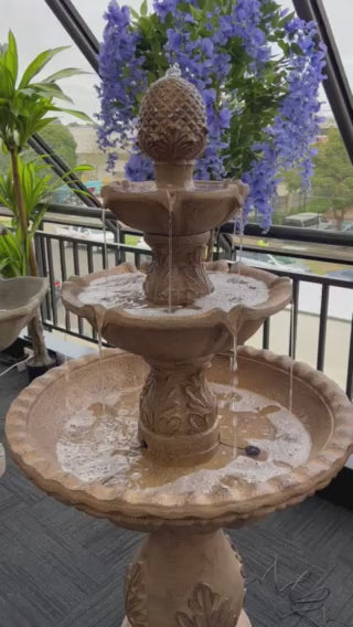 SENTOSA  Stone Effect 3-tiered Solar Water Feature