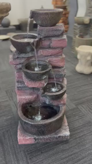 Carolina Brick Style Modern Inspired Solar Fountain Real Look & Feel