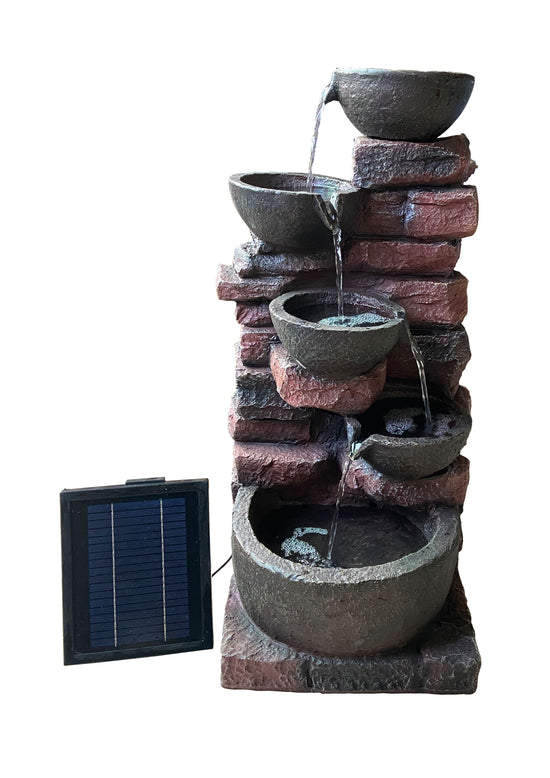 Carolina Brick Style Modern Inspired Solar Fountain Real Look & Feel