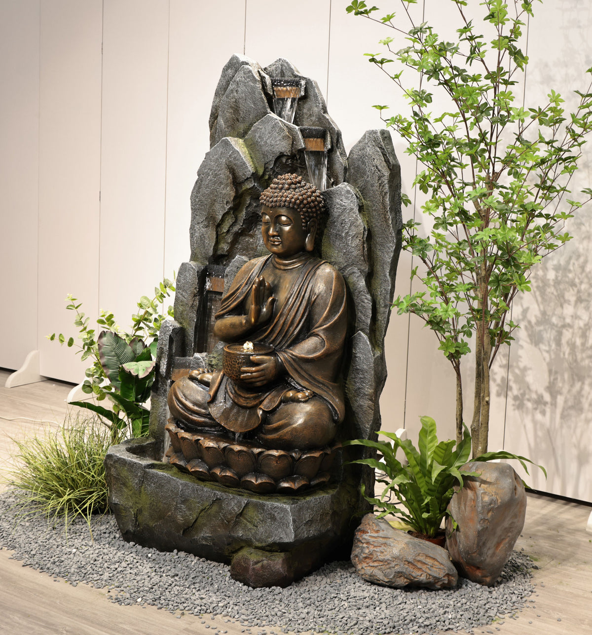 Soul Masterpiece Buddha Water Feature with Rain Effect