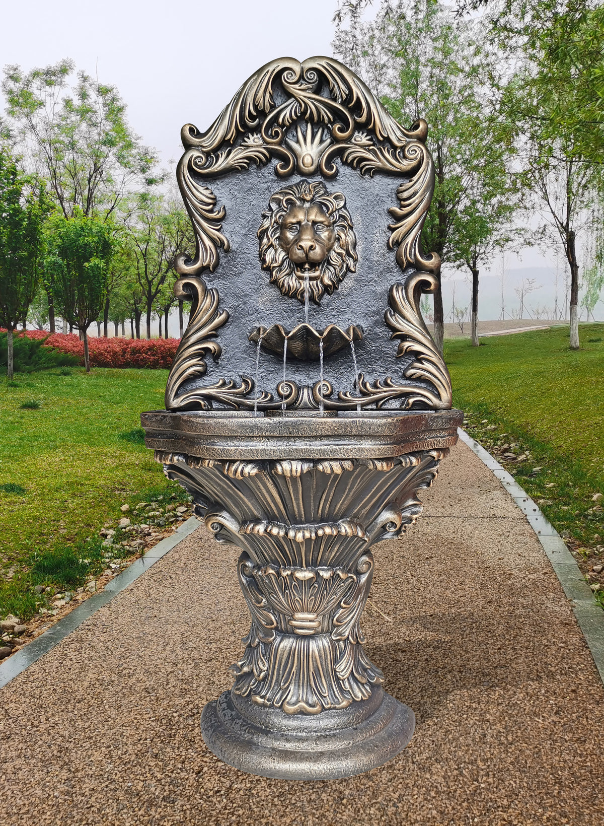 GRACEFUL Lion Water Wall Solar Fountain In-house Design Oct 2022