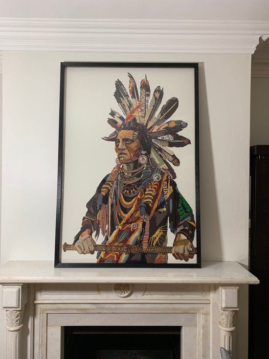 Native American Chief Large Paper Collage