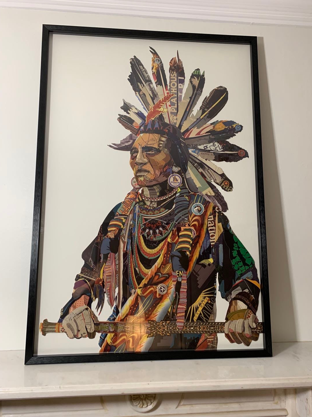 Native American Chief Large Paper Collage