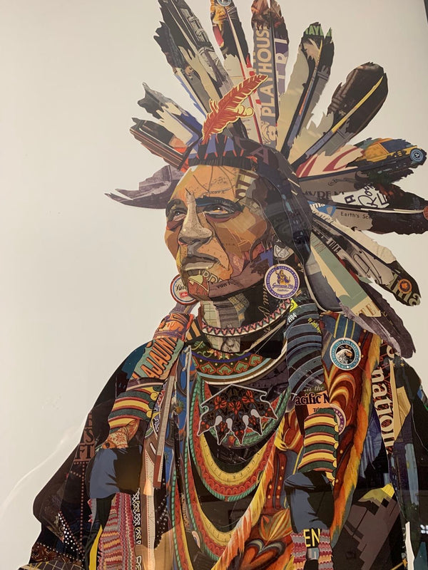 Native American Chief Large Paper Collage