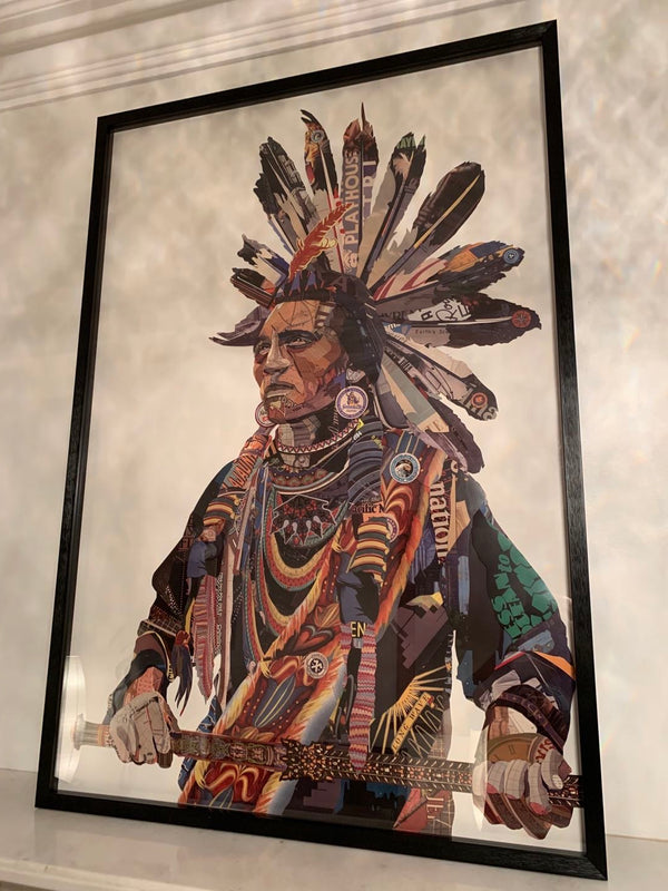 Native American Chief Large Paper Collage