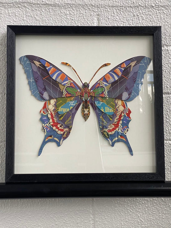 Butterfly Collage Art with Black  PS frame