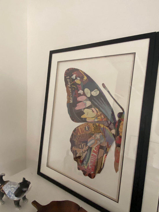 Butterfly Collage Art with Black PS Frame 2 Halves 2 Frames