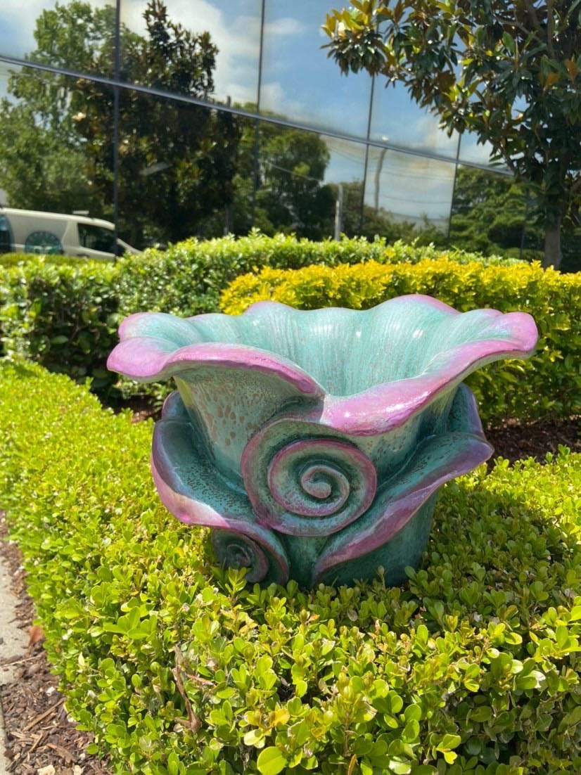 FLEUR HETEROTYPIC FLOWER POT(OUTDOOR), AQUA BLUE/RED, 36*36*23CM