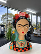 Mexicana Lady Bust with Parrot & Earrings in Vivid Colours Ceramic Finish