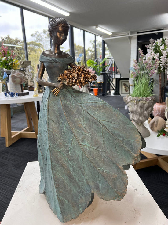 Mellina Elegant Lady in Bronze with Blue Leaves Dress New Collection