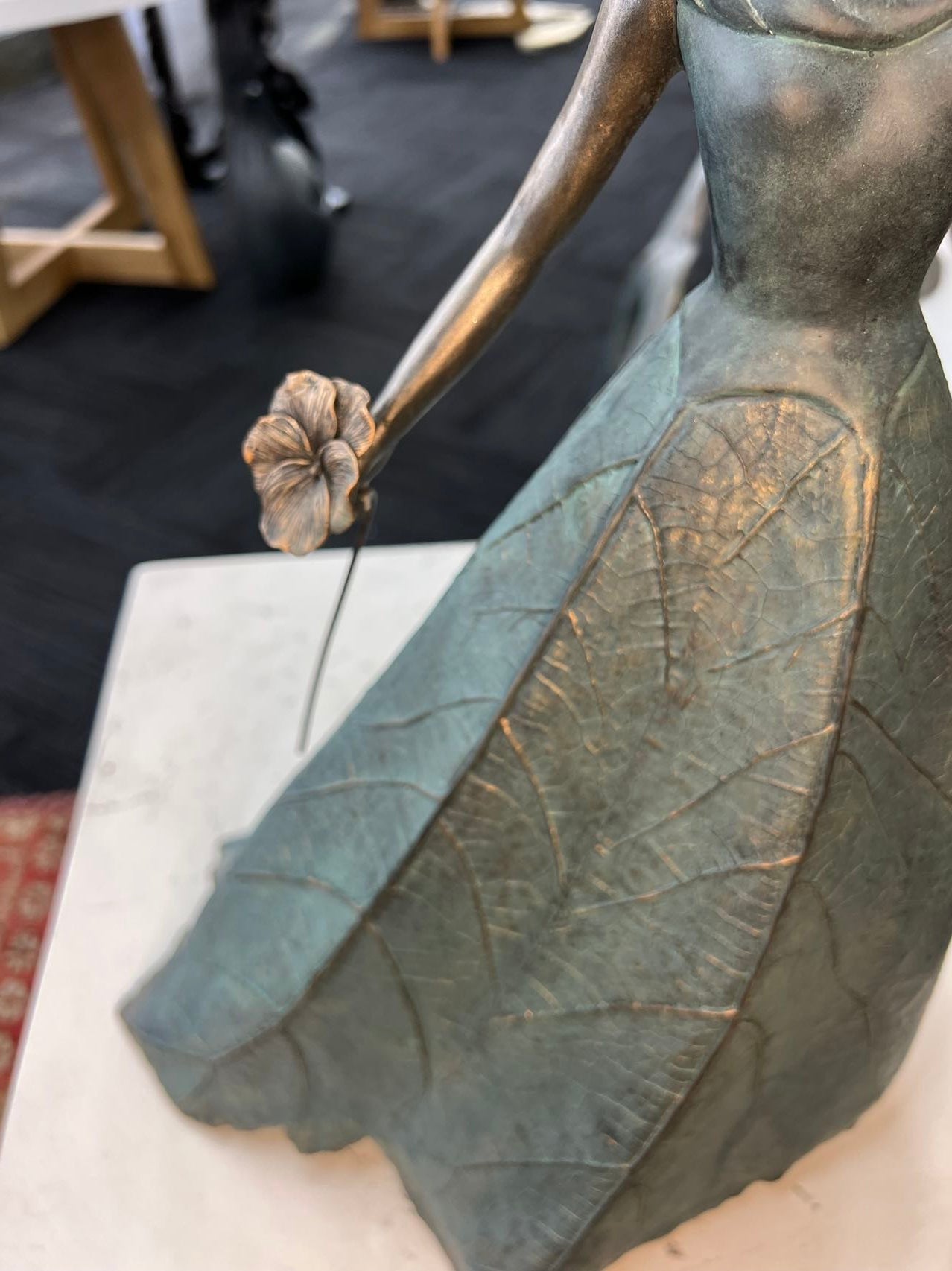 Georgina Elegant Lady in Bronze with Blue Leaves Dress New Collection
