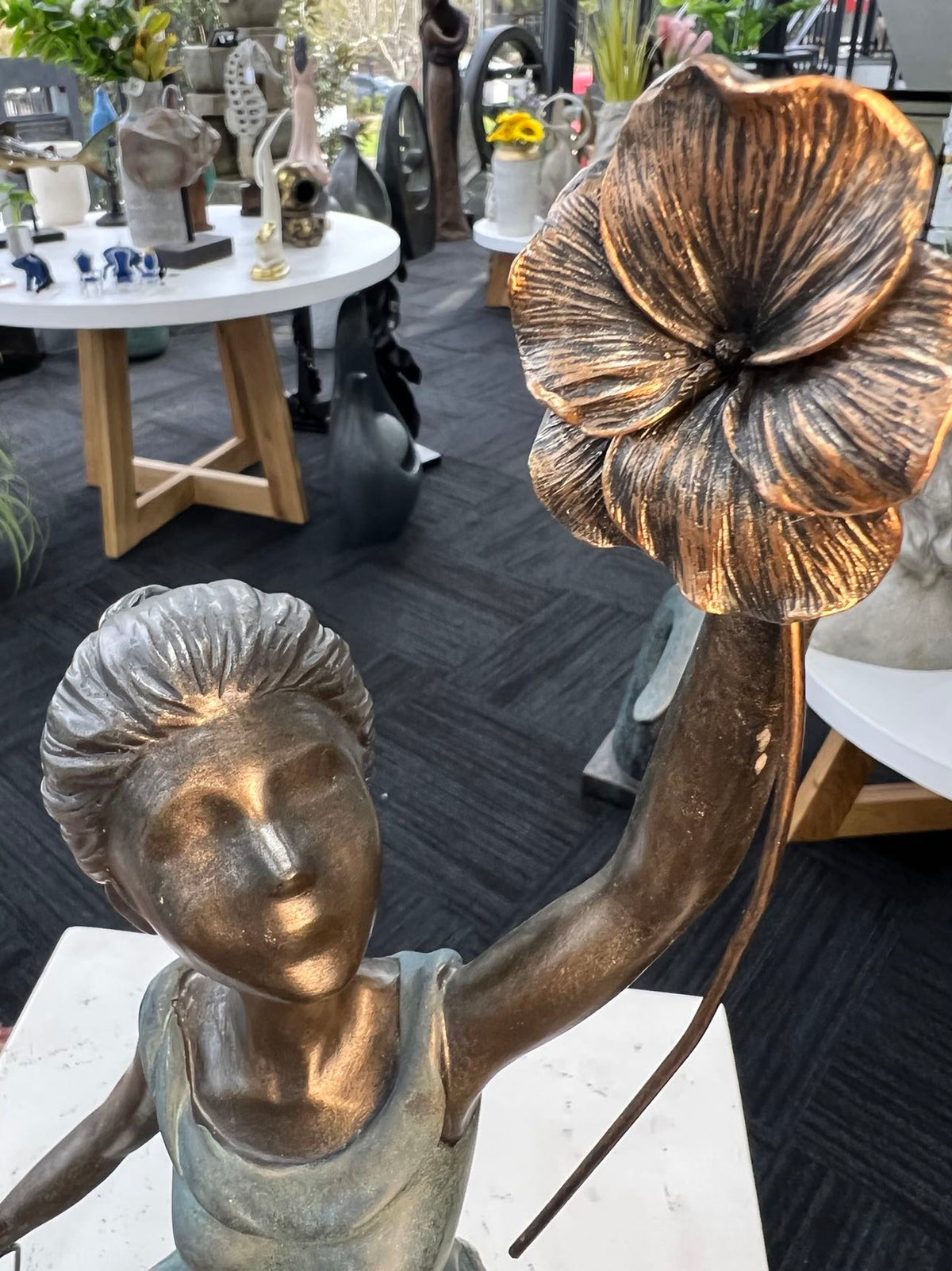 Georgina Elegant Lady in Bronze with Blue Leaves Dress New Collection