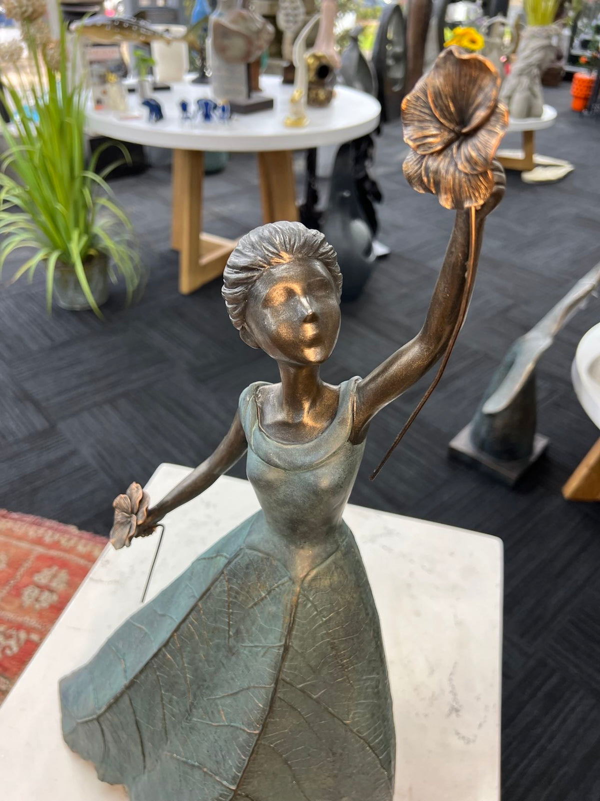 Georgina Elegant Lady in Bronze with Blue Leaves Dress New Collection