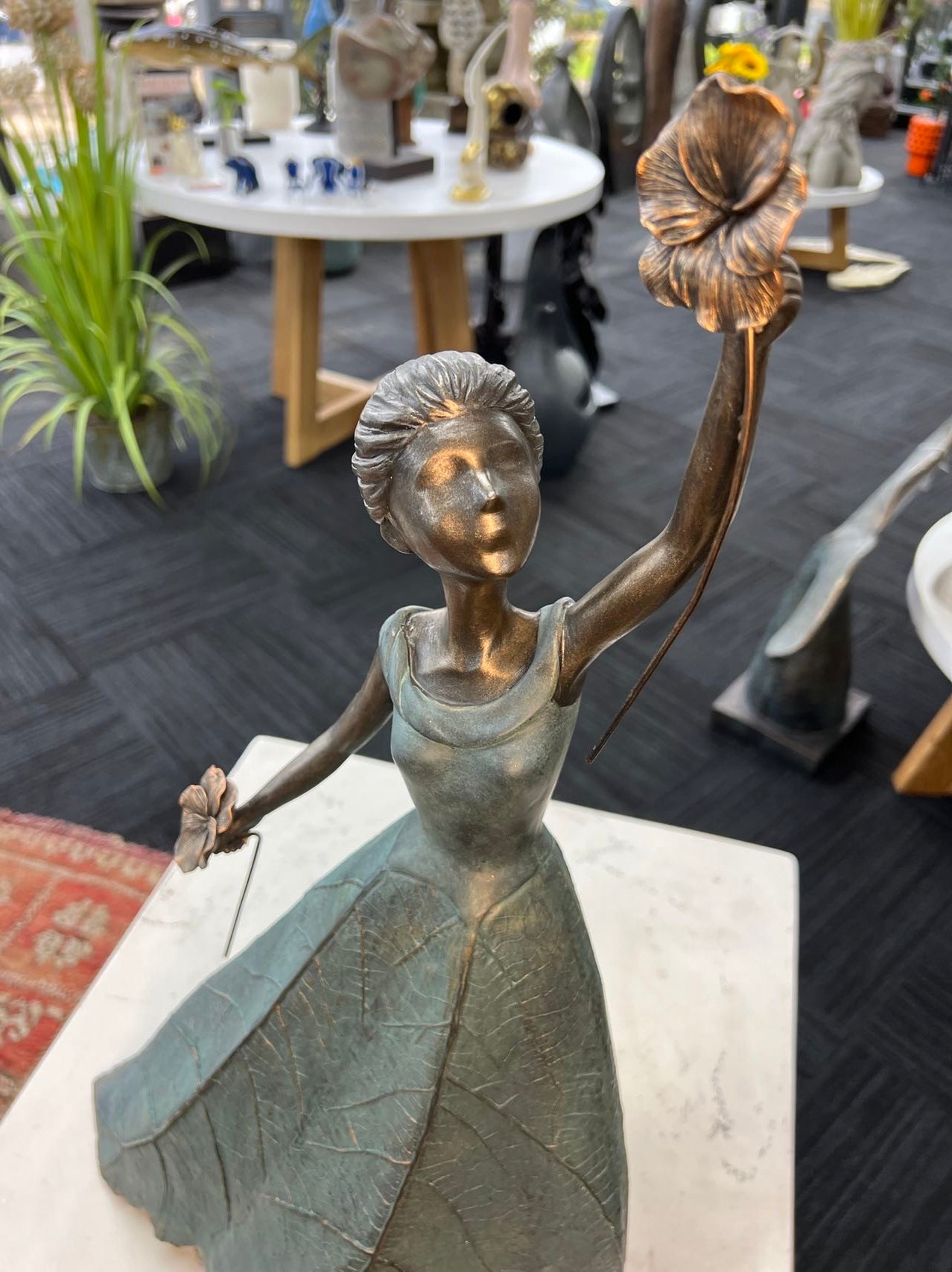 Georgina Elegant Lady in Bronze with Blue Leaves Dress New Collection