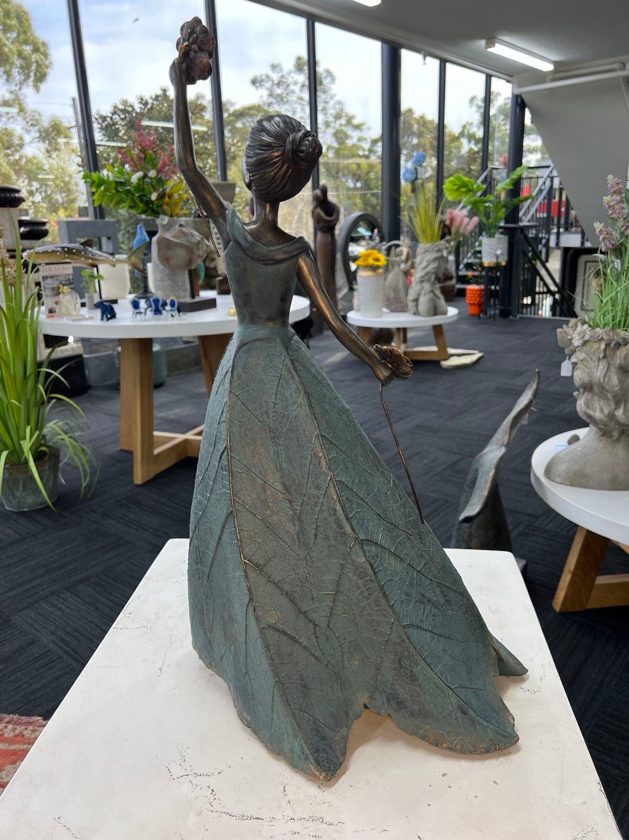 Georgina Elegant Lady in Bronze with Blue Leaves Dress New Collection