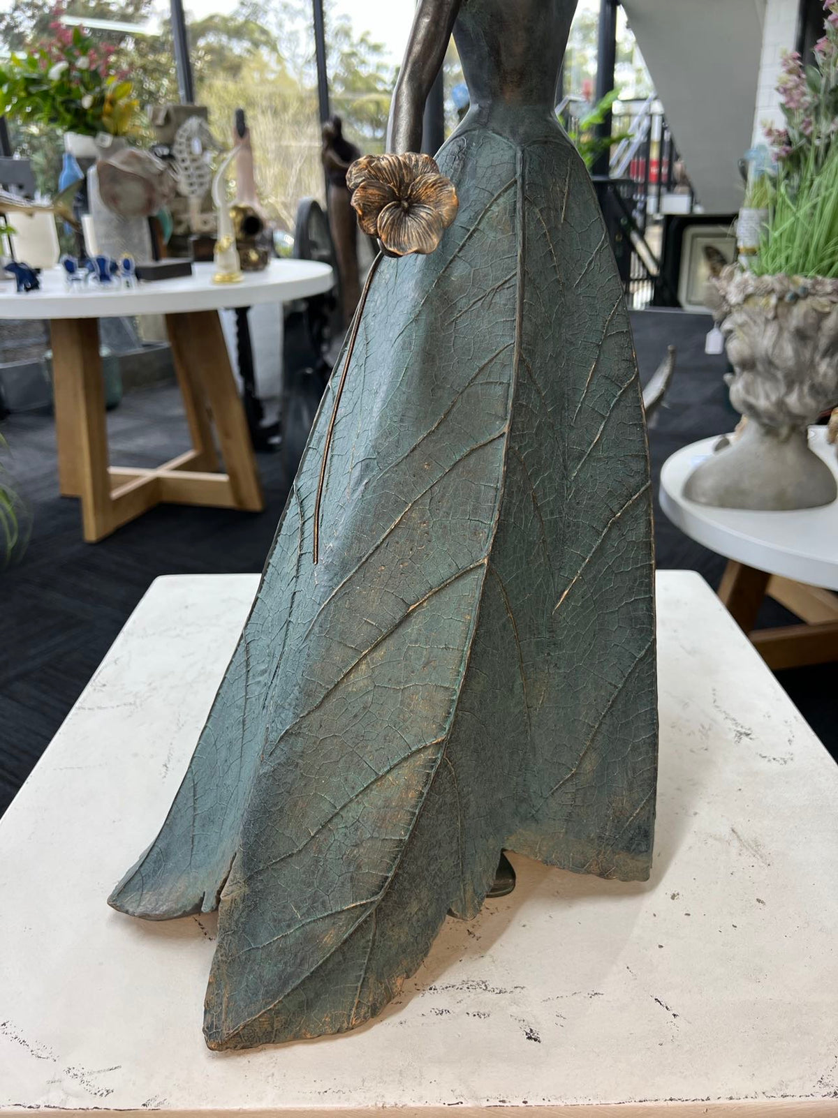 Georgina Elegant Lady in Bronze with Blue Leaves Dress New Collection
