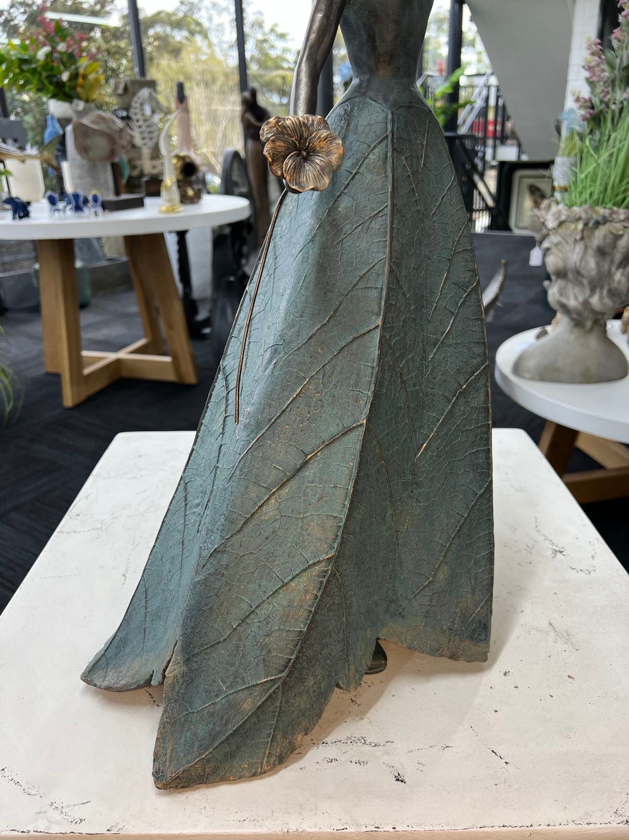 Georgina Elegant Lady in Bronze with Blue Leaves Dress New Collection