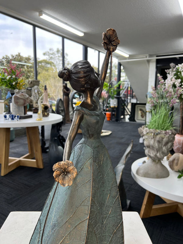 Georgina Elegant Lady in Bronze with Blue Leaves Dress New Collection