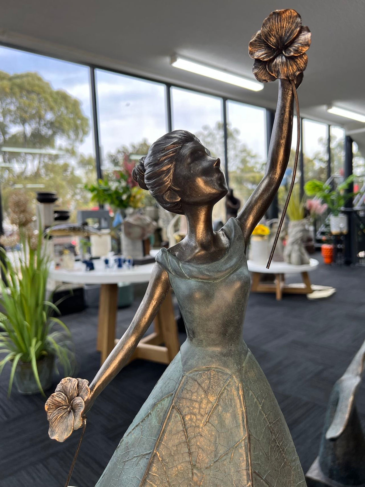 Georgina Elegant Lady in Bronze with Blue Leaves Dress New Collection