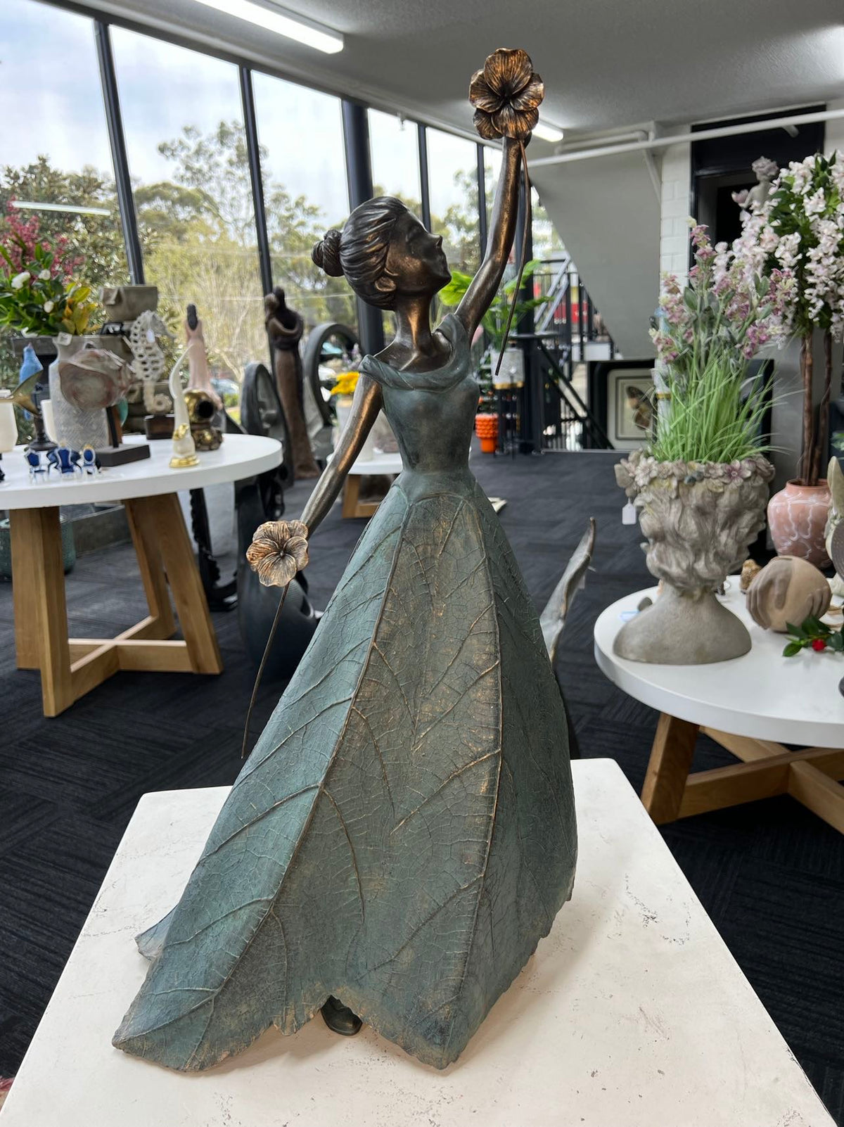 Georgina Elegant Lady in Bronze with Blue Leaves Dress New Collection