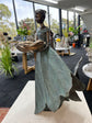 Sabrina Elegant Lady in Bronze with Blue Leaves Dress New Collection