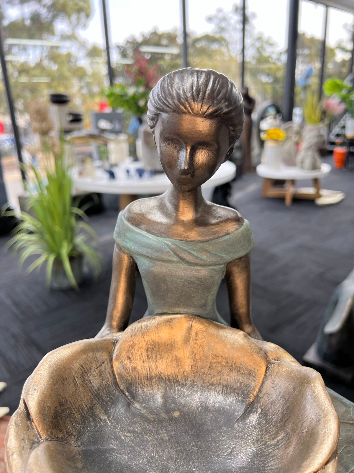 Sabrina Elegant Lady in Bronze with Blue Leaves Dress New Collection