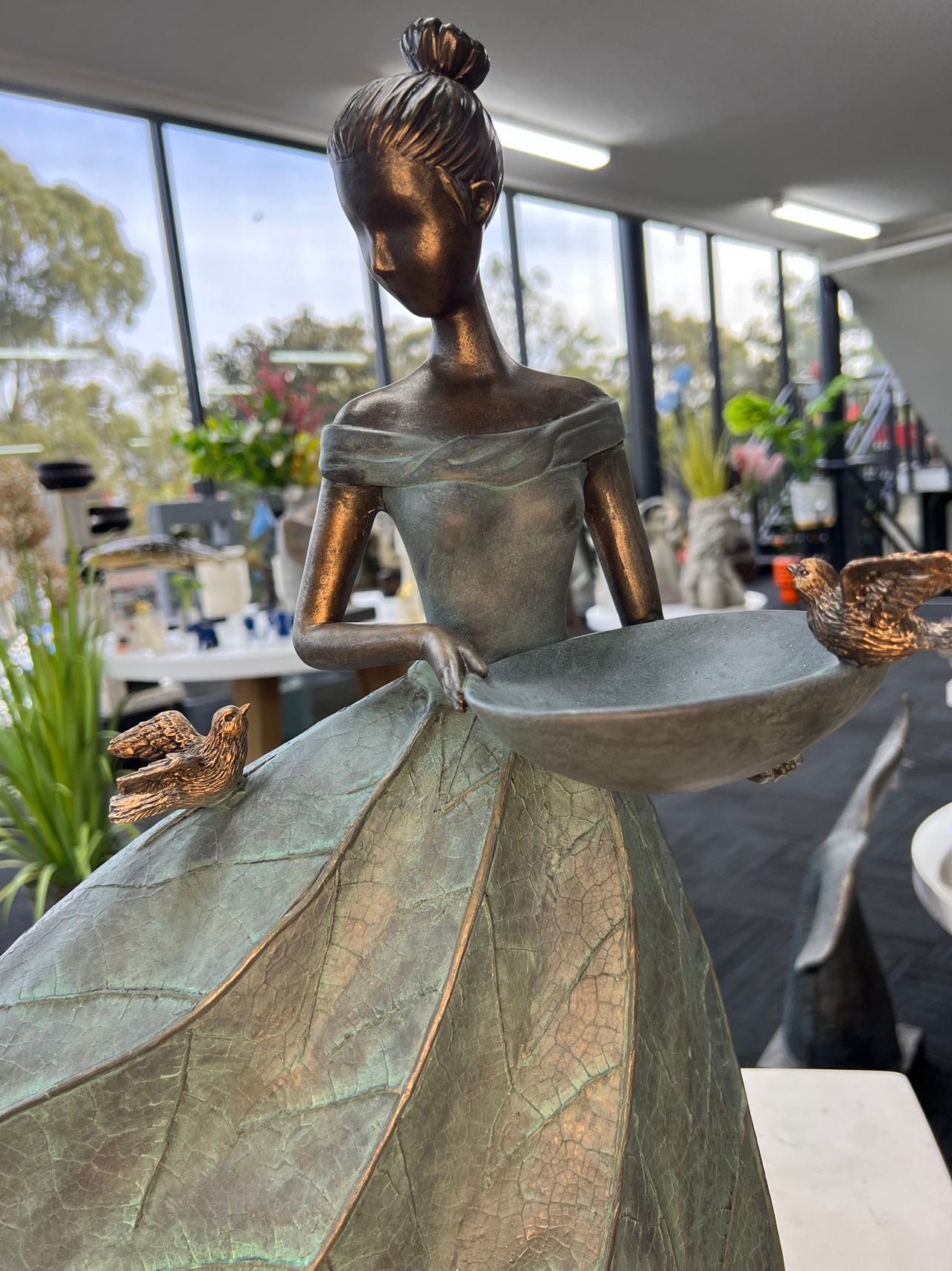 Costadina Elegant Lady in Bronze with Blue Leaves Dress New Collection