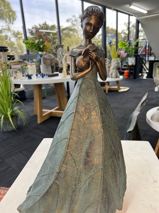 Helina Elegant Lady in Bronze with Blue Leaves Dress New Collection