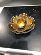 Flower Shaped Set Bowls Black & Gold  with Candle Holder