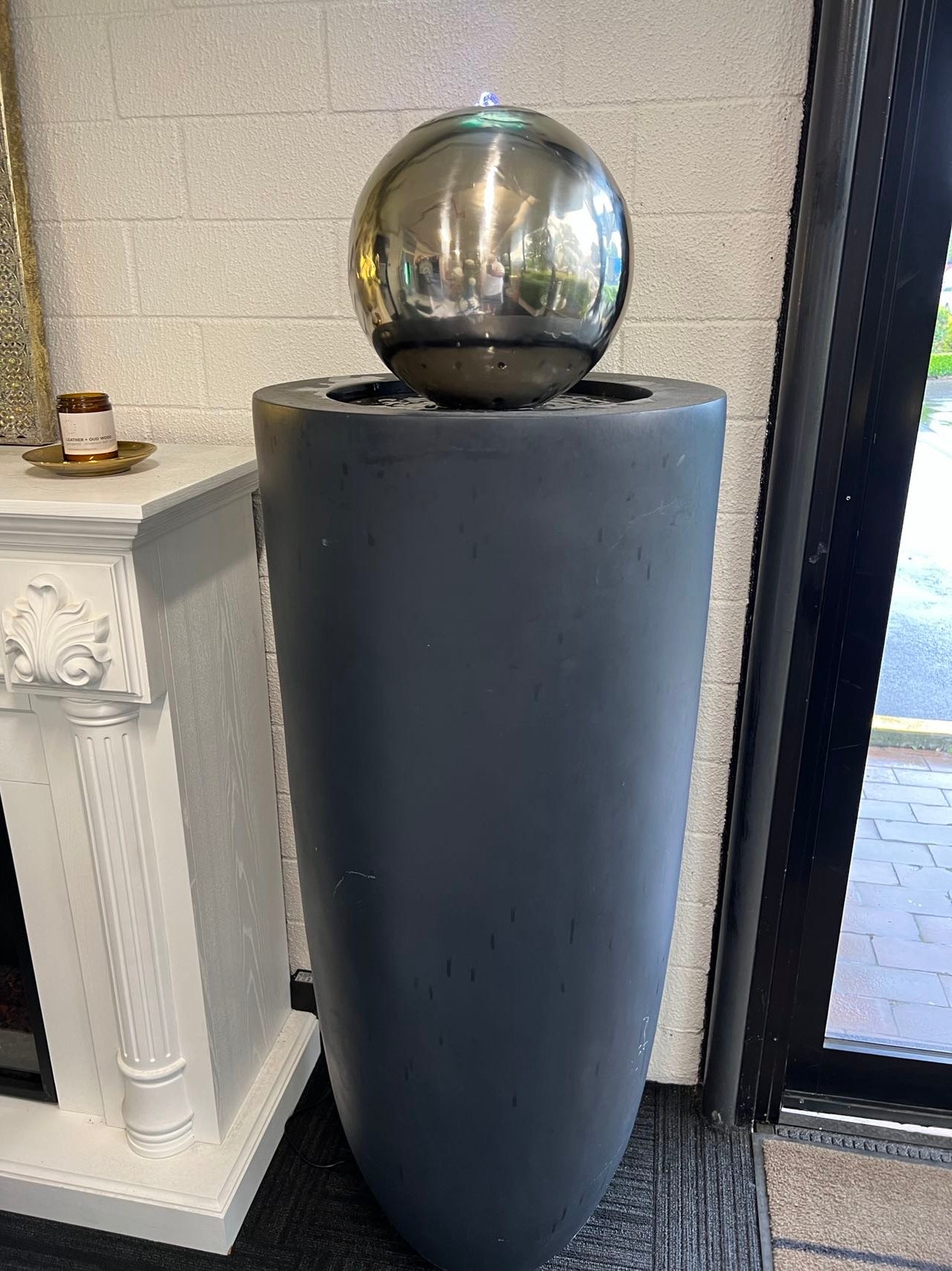 Entrada Tall Outdoor Fountain with Stainless Steel Ball